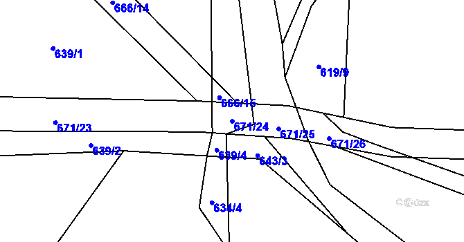 Parcela st. 671/24 v KÚ Jamartice, Katastrální mapa