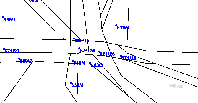 Parcela st. 671/25 v KÚ Jamartice, Katastrální mapa
