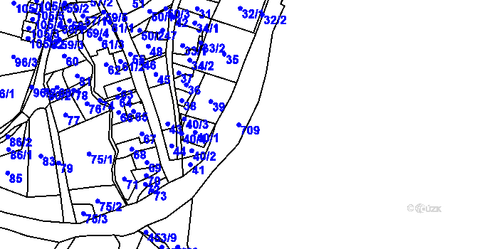 Parcela st. 709 v KÚ Jamartice, Katastrální mapa