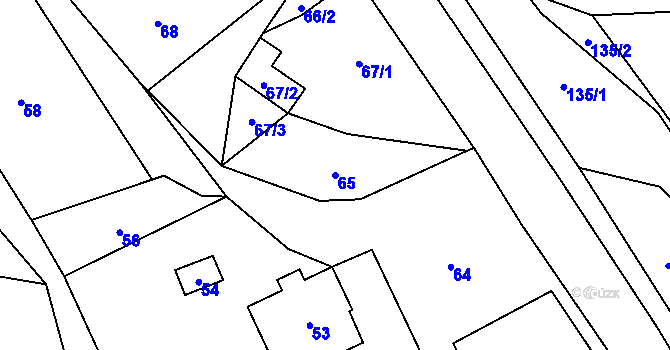 Parcela st. 65 v KÚ Ondřejov u Rýmařova, Katastrální mapa