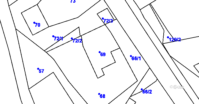 Parcela st. 69 v KÚ Ondřejov u Rýmařova, Katastrální mapa