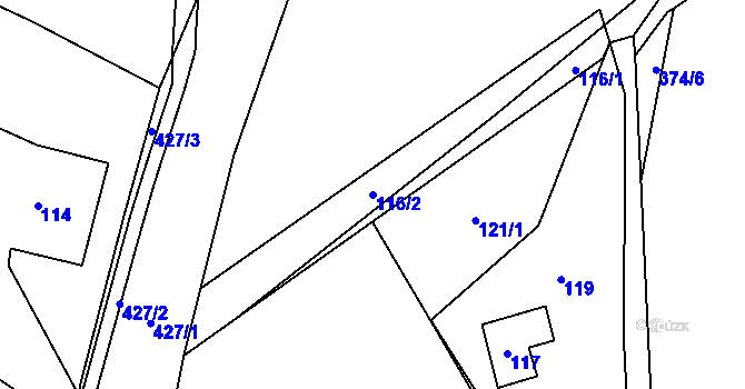 Parcela st. 116/2 v KÚ Ondřejov u Rýmařova, Katastrální mapa
