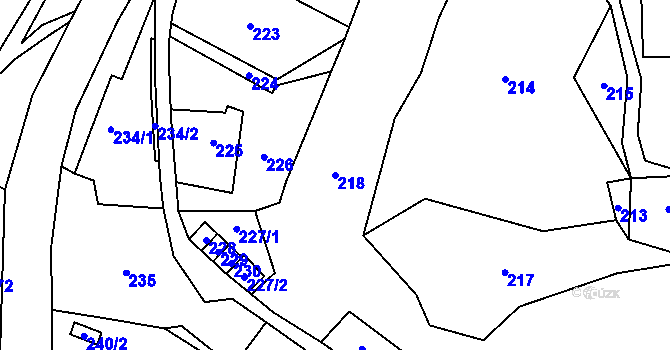 Parcela st. 218 v KÚ Ondřejov u Rýmařova, Katastrální mapa