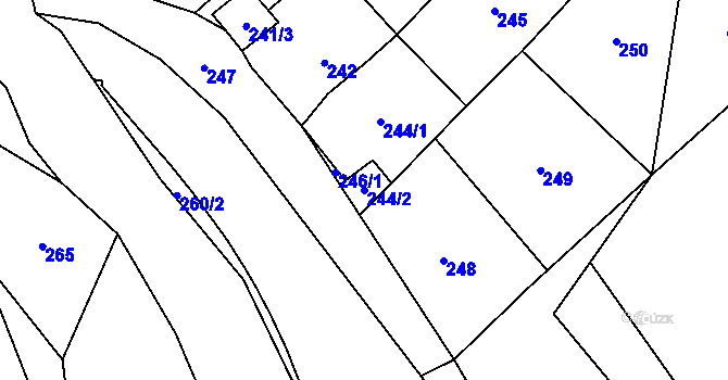 Parcela st. 244/2 v KÚ Ondřejov u Rýmařova, Katastrální mapa