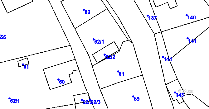 Parcela st. 62/2 v KÚ Ondřejov u Rýmařova, Katastrální mapa
