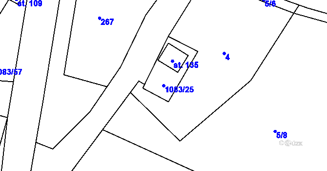 Parcela st. 1083/25 v KÚ Stránské, Katastrální mapa