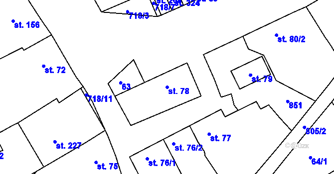 Parcela st. 78 v KÚ Rymice, Katastrální mapa