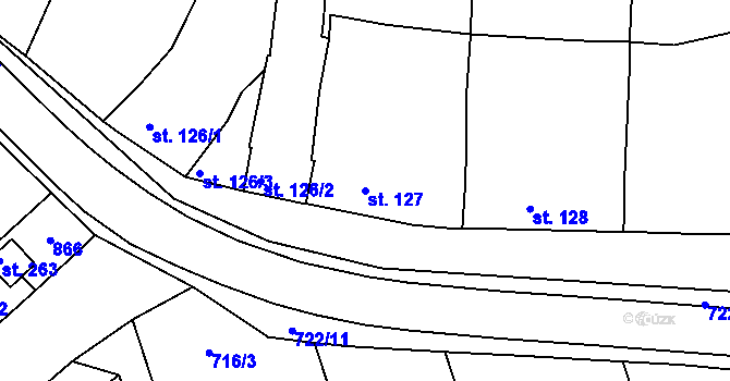 Parcela st. 127 v KÚ Rymice, Katastrální mapa