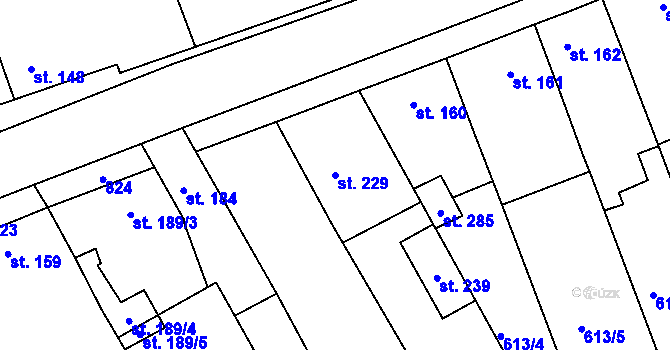 Parcela st. 229 v KÚ Rymice, Katastrální mapa
