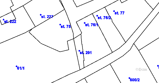 Parcela st. 62/1 v KÚ Rymice, Katastrální mapa
