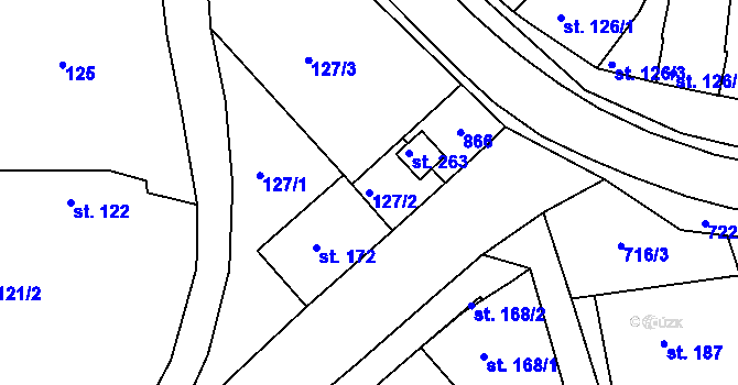 Parcela st. 127/2 v KÚ Rymice, Katastrální mapa