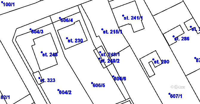 Parcela st. 249/1 v KÚ Rymice, Katastrální mapa