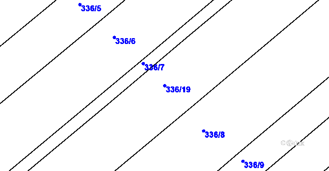 Parcela st. 336/19 v KÚ Rymice, Katastrální mapa