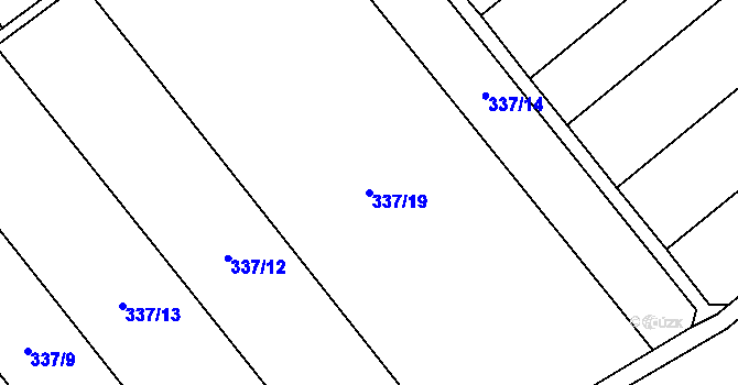 Parcela st. 337/19 v KÚ Rymice, Katastrální mapa