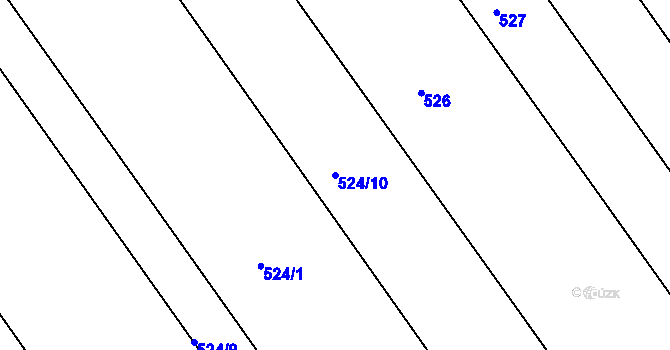 Parcela st. 524/10 v KÚ Rymice, Katastrální mapa