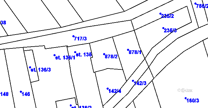 Parcela st. 878/2 v KÚ Rymice, Katastrální mapa