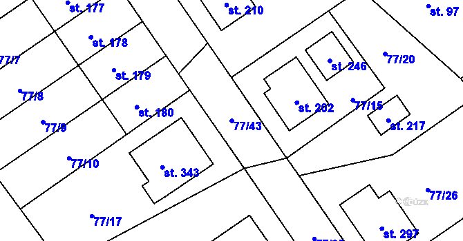 Parcela st. 77/43 v KÚ Rynárec, Katastrální mapa