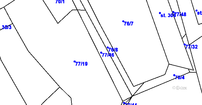 Parcela st. 77/46 v KÚ Rynárec, Katastrální mapa