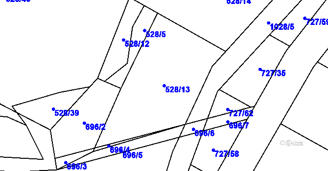 Parcela st. 528/13 v KÚ Rynárec, Katastrální mapa