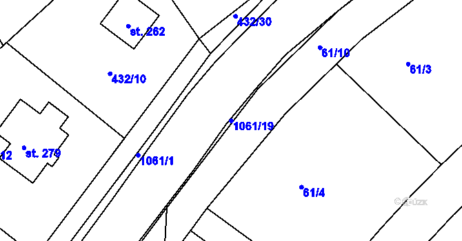 Parcela st. 1061/19 v KÚ Rynárec, Katastrální mapa