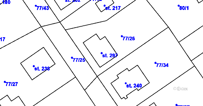 Parcela st. 297 v KÚ Rynárec, Katastrální mapa