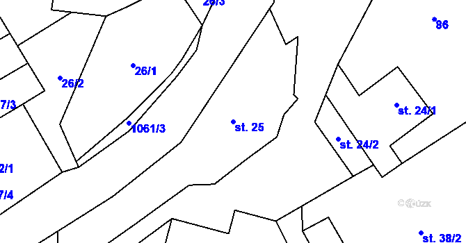 Parcela st. 25 v KÚ Rynárec, Katastrální mapa