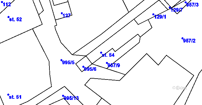 Parcela st. 54 v KÚ Rynárec, Katastrální mapa