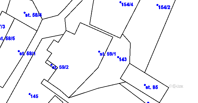 Parcela st. 59/1 v KÚ Rynárec, Katastrální mapa