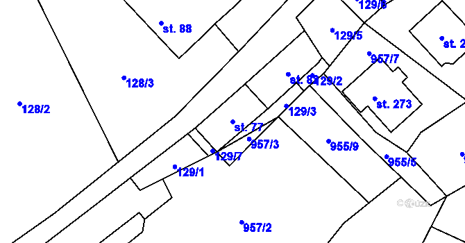 Parcela st. 77 v KÚ Rynárec, Katastrální mapa