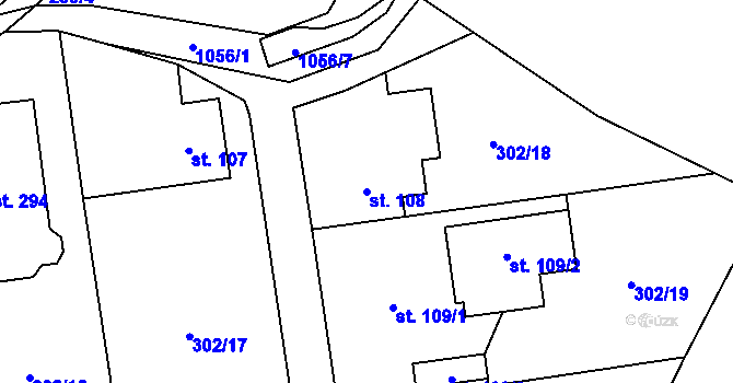 Parcela st. 108 v KÚ Rynárec, Katastrální mapa