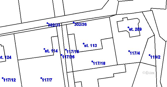 Parcela st. 113 v KÚ Rynárec, Katastrální mapa
