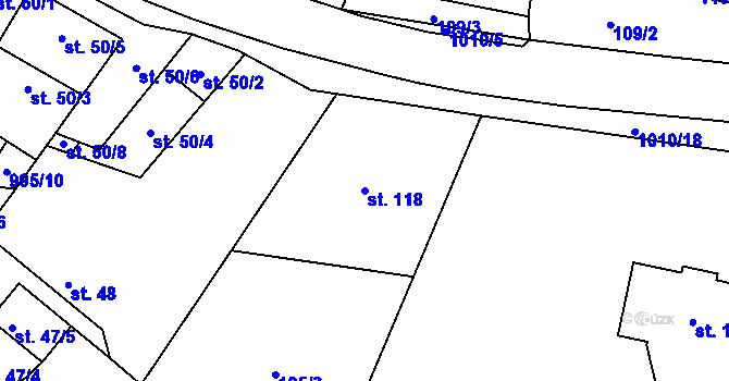 Parcela st. 118 v KÚ Rynárec, Katastrální mapa
