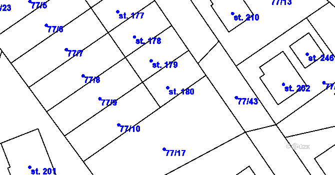 Parcela st. 180 v KÚ Rynárec, Katastrální mapa