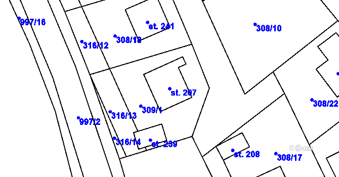 Parcela st. 207 v KÚ Rynárec, Katastrální mapa