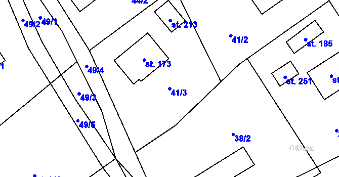 Parcela st. 41/3 v KÚ Rynárec, Katastrální mapa