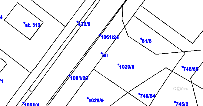 Parcela st. 60 v KÚ Rynárec, Katastrální mapa