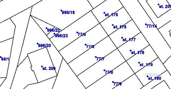 Parcela st. 77/6 v KÚ Rynárec, Katastrální mapa