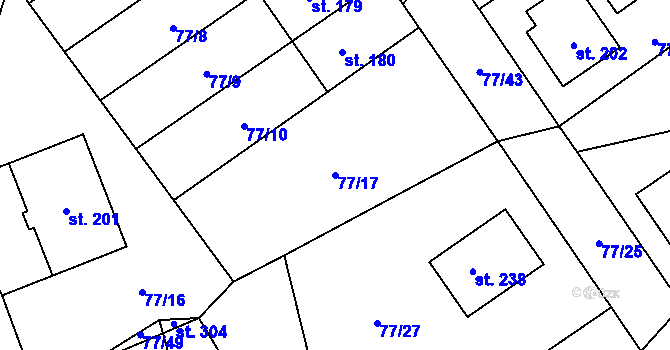 Parcela st. 77/17 v KÚ Rynárec, Katastrální mapa