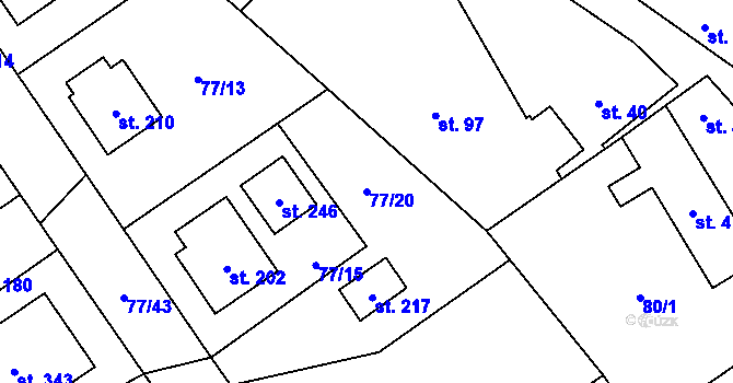 Parcela st. 77/20 v KÚ Rynárec, Katastrální mapa
