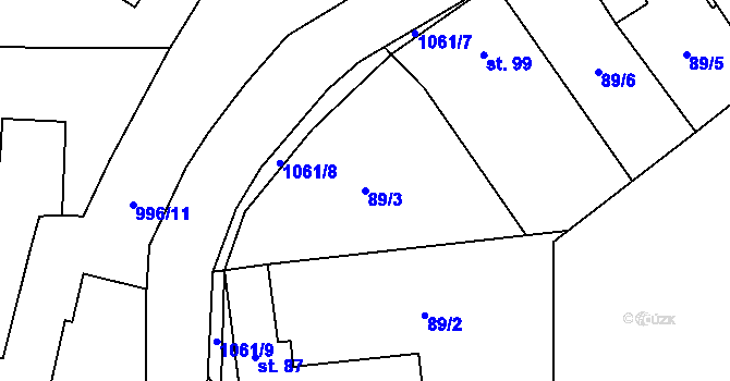 Parcela st. 89/3 v KÚ Rynárec, Katastrální mapa