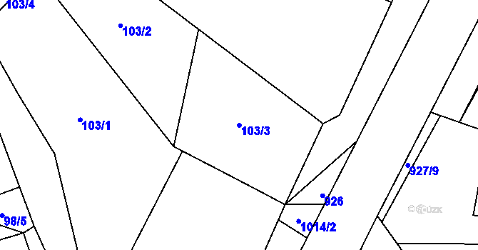 Parcela st. 103/3 v KÚ Rynárec, Katastrální mapa