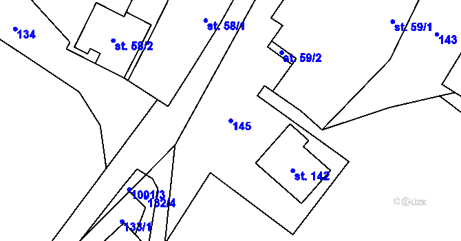 Parcela st. 145 v KÚ Rynárec, Katastrální mapa