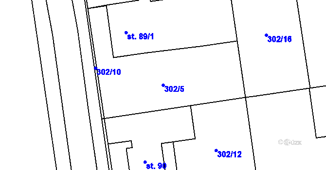 Parcela st. 302/5 v KÚ Rynárec, Katastrální mapa