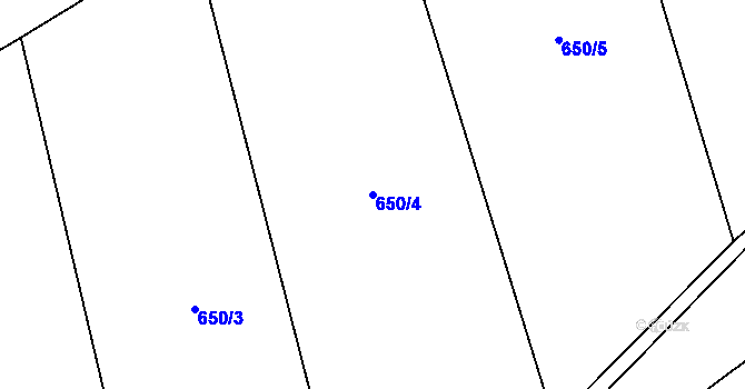Parcela st. 650/4 v KÚ Rynárec, Katastrální mapa