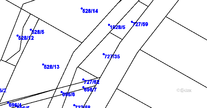 Parcela st. 727/35 v KÚ Rynárec, Katastrální mapa