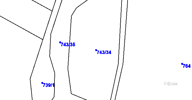 Parcela st. 743/34 v KÚ Rynárec, Katastrální mapa