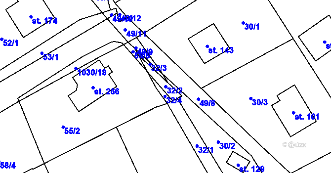 Parcela st. 32/2 v KÚ Rynárec, Katastrální mapa
