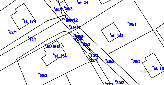 Parcela st. 32/3 v KÚ Rynárec, Katastrální mapa