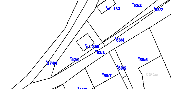 Parcela st. 256 v KÚ Rynárec, Katastrální mapa