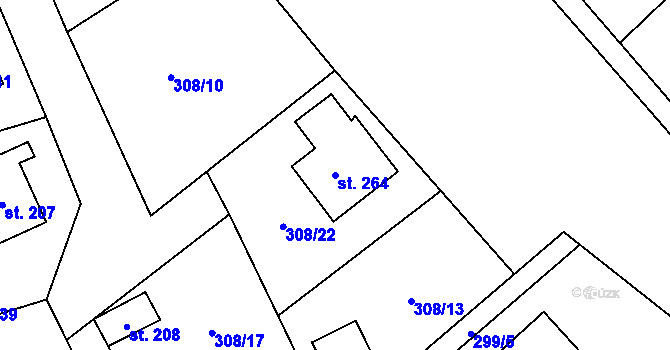 Parcela st. 264 v KÚ Rynárec, Katastrální mapa